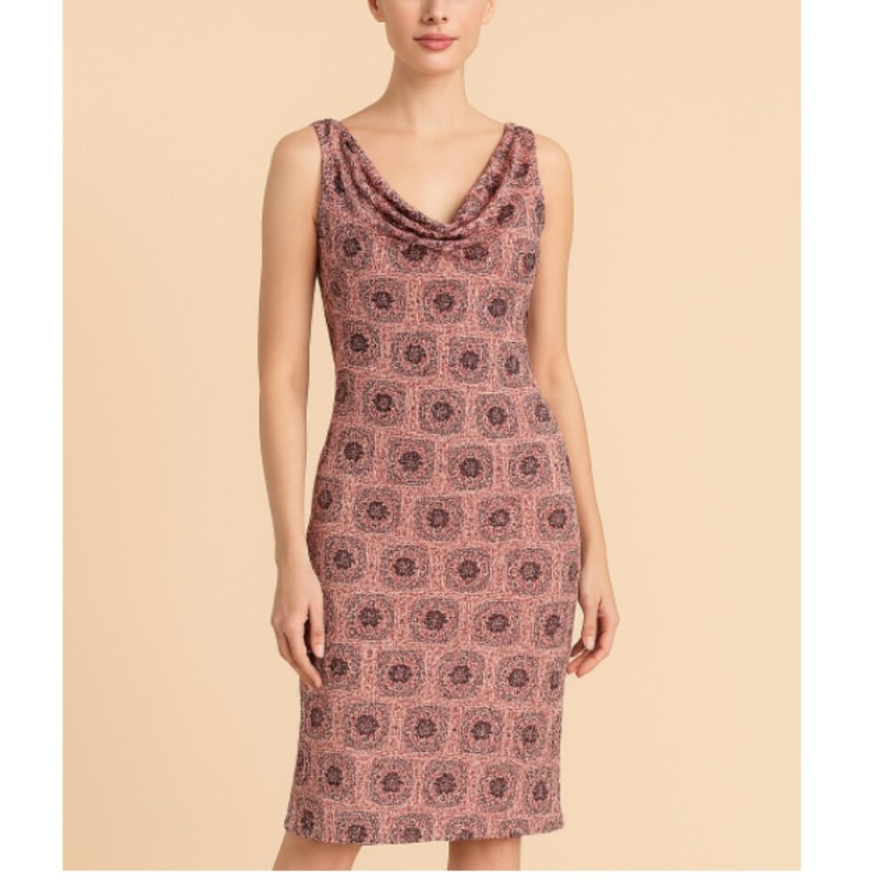 F.L.P Pull‑On Sleeveless Draped Front Cowl Neck Dress with V‑Back Size 10